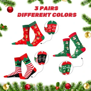 Colorful Christmas Stockings with Cute Santa Reindeer & Snowflake Patterns for Fireplace Hanging and Holiday Gifts