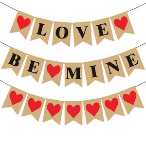 Wholesale Fish Tail Banner with Heart Pattern Happy Valentines Day Wedding Theme Party Decoration Supplies