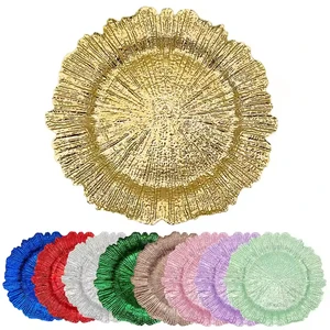 Wholesale Wedding Plastic Decorative Underplates 13in Reef Gold Reef Acrylic Charger Plates for Wedding Table Setting