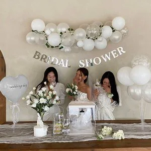 DAMAI Bridal Shower Decorations Single Party Supplies Hanging Garland Banner Durable Portable Paper Silver Gold Letter Banner