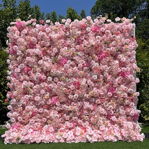 L70 Hot Selling Silk Fake Rose Lilac Floral Mat Roll up Cloth Purple Flower Wall Backdrop for Wedding Stage Party Event Decor