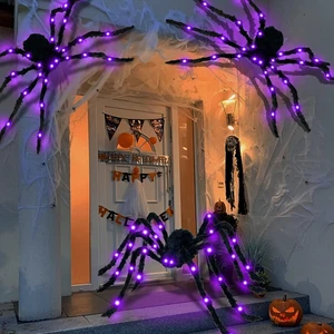 Hot Selling Large Outdoor Halloween Hairy Spider LED Decorations Party & Yard Decorations Props