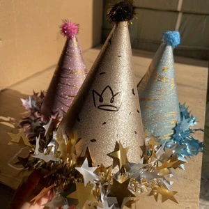 批发闪光生日帽生日庆祝派对用品闪亮锥形派对帽