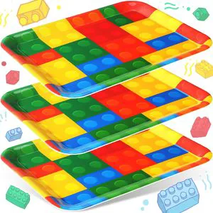 Building Block Birthday Party Serving Trays Melamine Serving Platter Reusable Building Block Theme Party Decorations