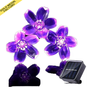 Solar LED Cherry Blossom Floral Fairy Flower String Lights for Christmas Wedding Bedroom Outdoor Garden Landscape Decorations