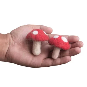 Asterisk Mushroom Wool Felting Natural Holiday Home Decor Cute Nursery Tree Decorations Felted Shapes Various Sizes Accessories