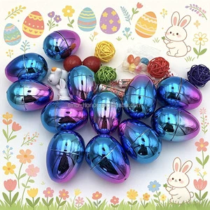 Hot Selling Classic Style Letterpress Printed Plastic Easter Metallic Eggs