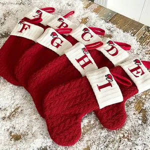 Hot Sale Sublimation Christmas Stocking Woolen Knitted Christmas Stocking With Letters Creative Christmas Decoration