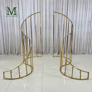 Wedding Backdrop Wavy Shape Stage Decorations Stainless Steel Gold Wedding Arch Backdrop