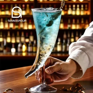 Creative Moon Shaped clear Cocktail Glass Big Capacity Horn Cocktail Martini Wine Glasses Juice Cup for manhattan bar Party