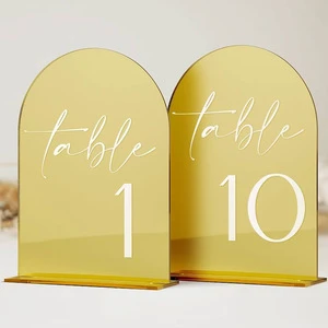 Frosted Gold Mirror Dining Table Number Card Table Card Seat Card Wedding Birthday Acrylic Wedding Banquet Table Number