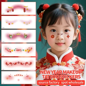 New Year Children's Tattoo Stickers Waterproof Stage Party Makeup Festival Temporary Colored Face Masks