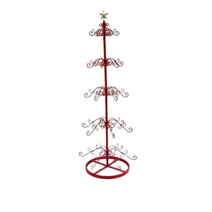 1.5M+ Tall High Quality Outdoor Christmas Iron Spruce Tree Display Rack-Red Multi-Tier Decorative Stand Easy Installation |