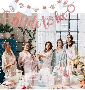 Rose Gold Bride to Be Banner Bridal Shower Tiara Bride to Be Sash & Veil Bridal Shower Bachelorette Party Decorations Set