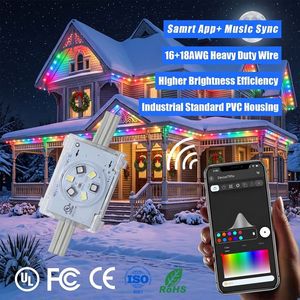 DC48V IP68 Waterproof Eave Outdoor Permanent Christmas Lighting Addressable Decoration Point Lights for Residential
