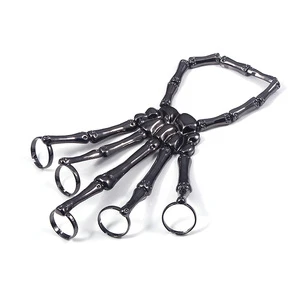 Halloween Hand Skeleton Bracelet Jewelry Ring Decoration Finger Gothic Punk Hand Skeleton Elasticity Adjustable Bangles