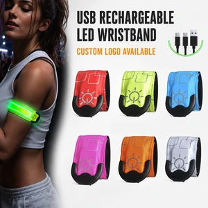 Custom Logo USB Rechargeable LED Glow Bracelet With Lightning Pattern ABS Material For Concert Party Events Outdoor Sports