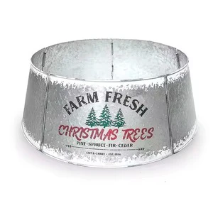 Merry Christmas Durable Eco-Friendly Galvanized Metal Tree Collar Stand with Customizable Design New Look Christmas Decoration