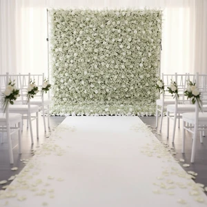 Flower Backdrop Wedding Decorations Bady Breath and Roses-Walls Curtain 8ft X 8ft White Flowers Wall for Party Event