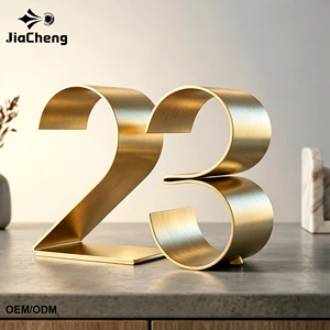OEM Luxury Gold 3D Metal Table Numbers 1-10 Free-standing Brushed/Anodized Stainless Steel/Aluminum Number Plates for Wedding