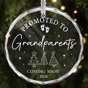 Honor Of Crystal Custom Laser Engraved Christmas Ornament Round Crystal Tree Ornaments Clear Christmas Glass Ornament