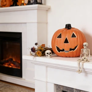 Battery Operated Plastic Pumpkin Lantern Halloween Ornament for Outdoor Use Non-Toxic & Reusable Waterproof Biodegradable