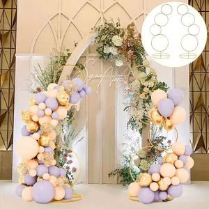 Gold Iron Arch Backdrop Stand 5Ft Portable Wedding Round Hoop 4 Tier Floral Balloon Arch Stand Wedding Centerpiece