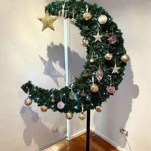 Holiday Festival Supplies Ramadan Decorations for Home DIY Iron and Plastic Stars and Moon Tree Ornaments