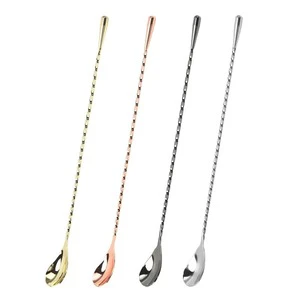 30cm Creative Teardrop Stainless Steel Bar Spoon High Quality Eco-Friendly Stirrer Custom Logo Cocktail Tool Set For Bartending