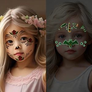 Five & Ten Grow in Dark Halloween Face Tattoo Stickers Waterproof Props Temporary Face Sticker Atmosphere Masquerade Tattoo