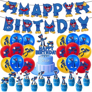 Playtime 12inch Printed Balloon Set Birthday Party Decorations Bobbi Game Flags Cake Topper Children's Birthday Supplies