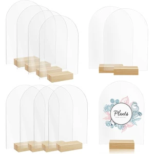 Customized Transparent Arch Acrylic Place Card Table Sign Wedding Bar Decoration Table Number Cards With Wooden Base