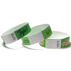 Cheap Custom Logo Festival Party Printed Paper Wrist Band Disposable Self Adhesive Waterproof Bracelet Pulsera Tyvek Wristband
