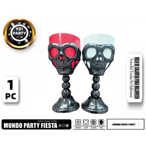 HALLOWEEN SKULL GOBLET – 2 Designs Mixed 18×8CM#72109 Halloween Holiday Supplies