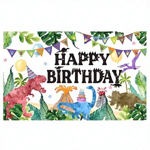 Happy Birthday Balloon Cupcake Rectangle Sublimation Printed Banner Party Festive Atmosphere OEM ODM Custom Banners