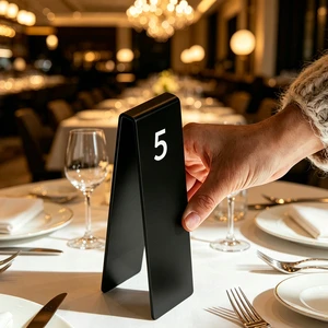 Custom Durable Stainless Steel Table Number Stand for Coffee Shops Hotels Restaurants' Reserved 160*50mm Advertising Sign