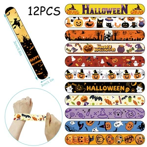 Lin Xu Halloween PVC Snap Ring Bracelet with Pumpkin Ghost Bat Design Digital Printing