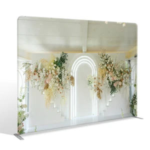 Custom All Size Adjustable Portable Wedding Event Backdrop Wall Banner Aluminum Frames Tension Fabric Display