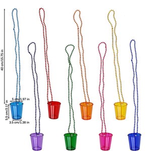 Creative Bead Chain Cups Shot Glasses on Beaded Necklace Custom Logo Game Props Halloween Birthday Party Supplies