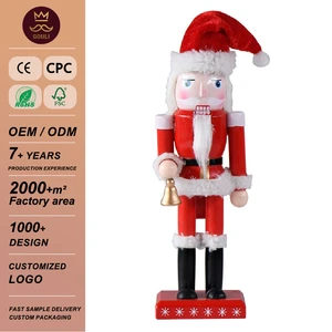 Wooden Christmas Nutcracker Ornaments Eco-friendly Colorful Home Decor Bells Santa Claus Soldiers Designs Custom Logo Various
