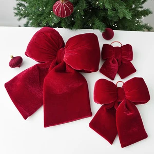Christmas Tree Decoration Ribbon Velvet Christmas Ribbon for Gift Wrapping & DIY Bows Premium Velvet Bow Tie for Holiday Decor