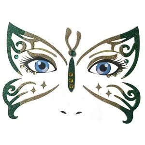 HLC St. Patrick's Day Rhinestone Face Decoration Shamrock Glitter Diamond Temporary Face Tattoos, Irish Party Stage Gem Jewels