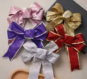Christmas Bow Decor, Onion Powder Ribbon, 20cm & 15cm, Holiday Gift & Chocolate Wrapping, Home Decoration