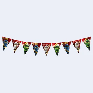 Party Love Ninjago Bunting Banner 2.3M Paper Triangle Disposable Cartoon Pattern Birthday Party Decor