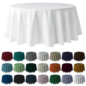 Custom Table Cover Logo 120 Inch Wedding Round Table Cloth White Polyester Tablecloths for Events Wedding Party Decoration Table