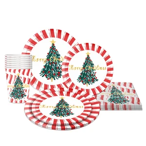 Xieli Christmas Paper Plates Party Tableware Table Decorations Christmas Party Supplies