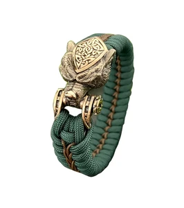 2026 Pulseira Masculina Pulseras De Hombre Erkek Bileklik Vikin Dragon Clasp Bronze Beads Men's Paracord Dragon Bracelet for Men