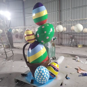 Fiberglass Easter Egg Basket-Waterproof & UV Protected Large Size (50-150cm) Outdoor Easter Holiday Decoration