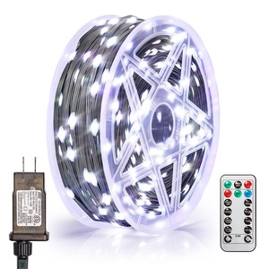 Rubber Wire String Lights 50M 500 LED Outdoor Christmas Fairy Lights with Remote Control & 8 Modes for Landscape Decor