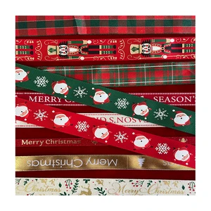 100% Polyester Printed Microfiber Fabric Thread Ribbon for Curtain Garment Girls' Christmas Decorations and Baking Gifts